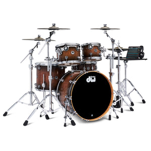 DWe 5pc Electronic Drum Package w/ Cymbals and Hardware - Candy Black Burst Over Curly Maple