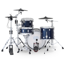 Load image into Gallery viewer, DWe 4PC Drum Kit with Roland Cymbals and DW 5000 Series Hardware - Midnight Blue Metallic
