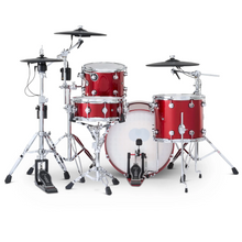 Load image into Gallery viewer, DWe 4PC Drum Kit with Roland Cymbals and DW 5000 Series Hardware - Black Cherry Metallic

