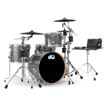 Load image into Gallery viewer, DWe 4PC Drum Kit with Roland Cymbals and DW 5000 Series Hardware - Black Galaxy
