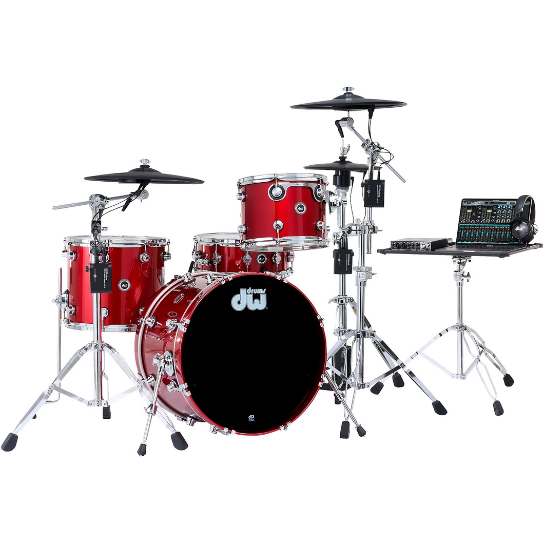 DWe 4PC Drum Kit with Roland Cymbals and DW 5000 Series Hardware - Black Cherry Metallic
