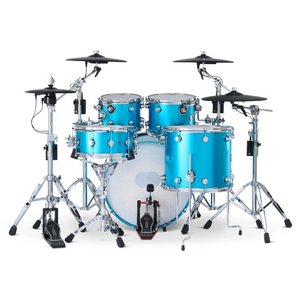DWe 5PC Drum Kit with Roland Cymbals and DW 5000 Series Hardware - Laser Blue Metallic