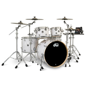 DWe 5pc Electronic Drum Package w/ Cymbals and Hardware - White Marine Pearl