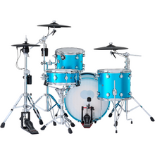 Load image into Gallery viewer, DWe 4PC Drum Kit with Roland Cymbals and DW 5000 Series Hardware - Laser Blue Metallic
