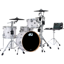 Load image into Gallery viewer, DWe 4PC Drum Kit with Roland Cymbals and DW 5000 Series Hardware - White Marine Pearl
